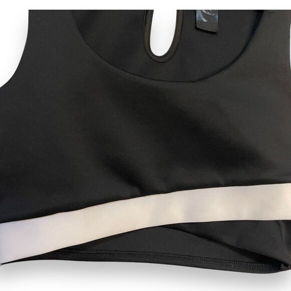 Trixxi Crop Top Women's Large Black White Stripe Cheerleading Keyhole Academia - Picture 9 of 10